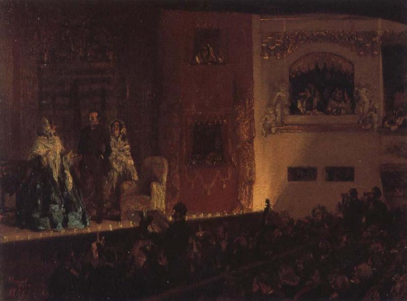 Adolph von Menzel The Theatre du Gymnase Germany oil painting art
